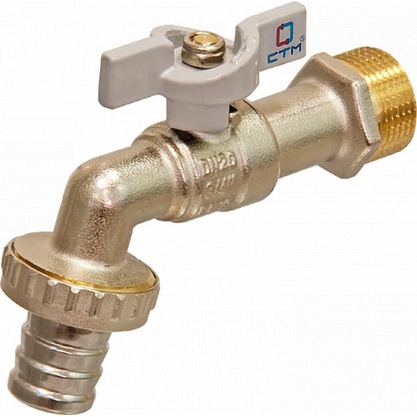 STM Кран шаровой латунь водоразборный Ду20 Ру16 НР/штуцер бабочка